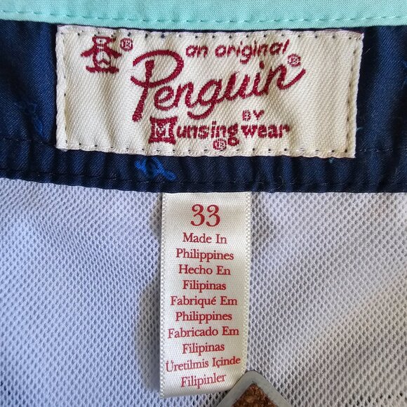 Original Penguin Munsingwear 4" Swim Shorts Trunks, 33, Blue Mini Print Tropical - Picture 10 of 12